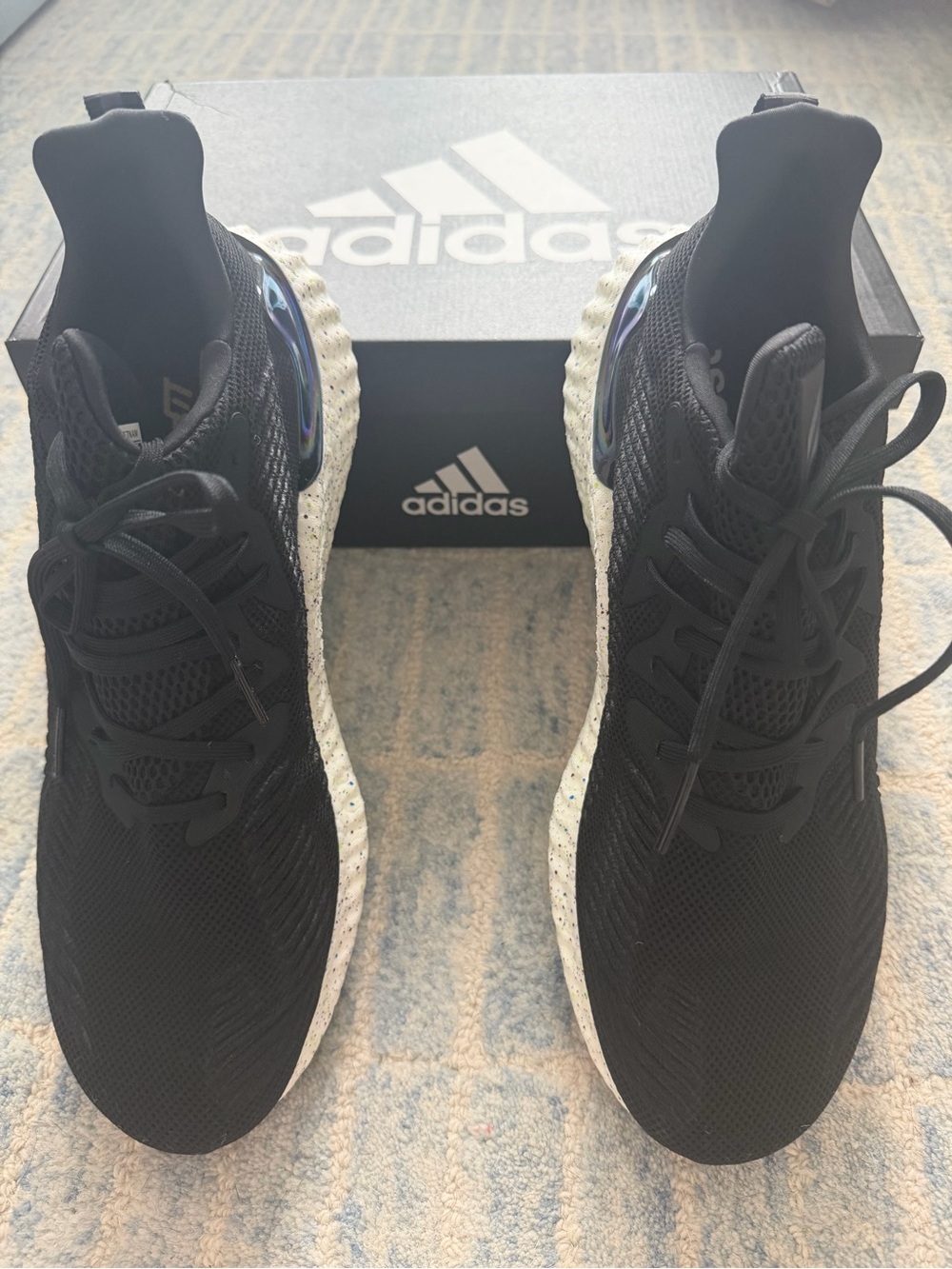 adidas Men’s Black Athletic Running Shoes with White Midsole - Picture 5 of 8
